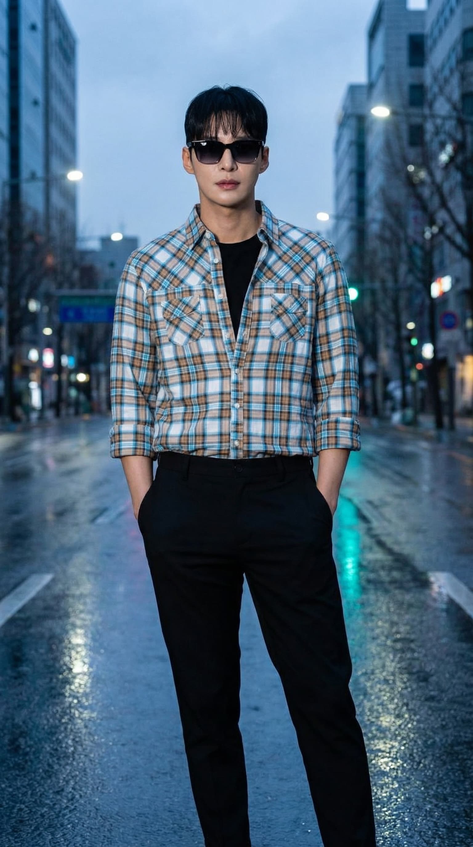 클래식 체크 데일리 룩